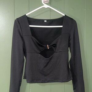 SHEIN Black Cutout Long Sleeve Top